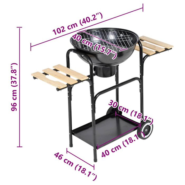 Barbecue a legna e carbone Michigan XL, barbeque rotondo 40448