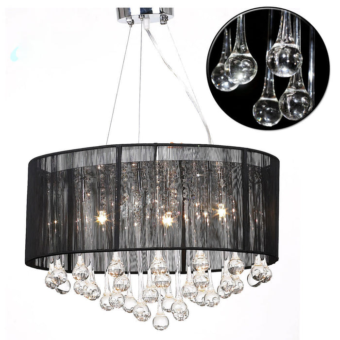 Lampadario con 85 Cristalli Nero 60344