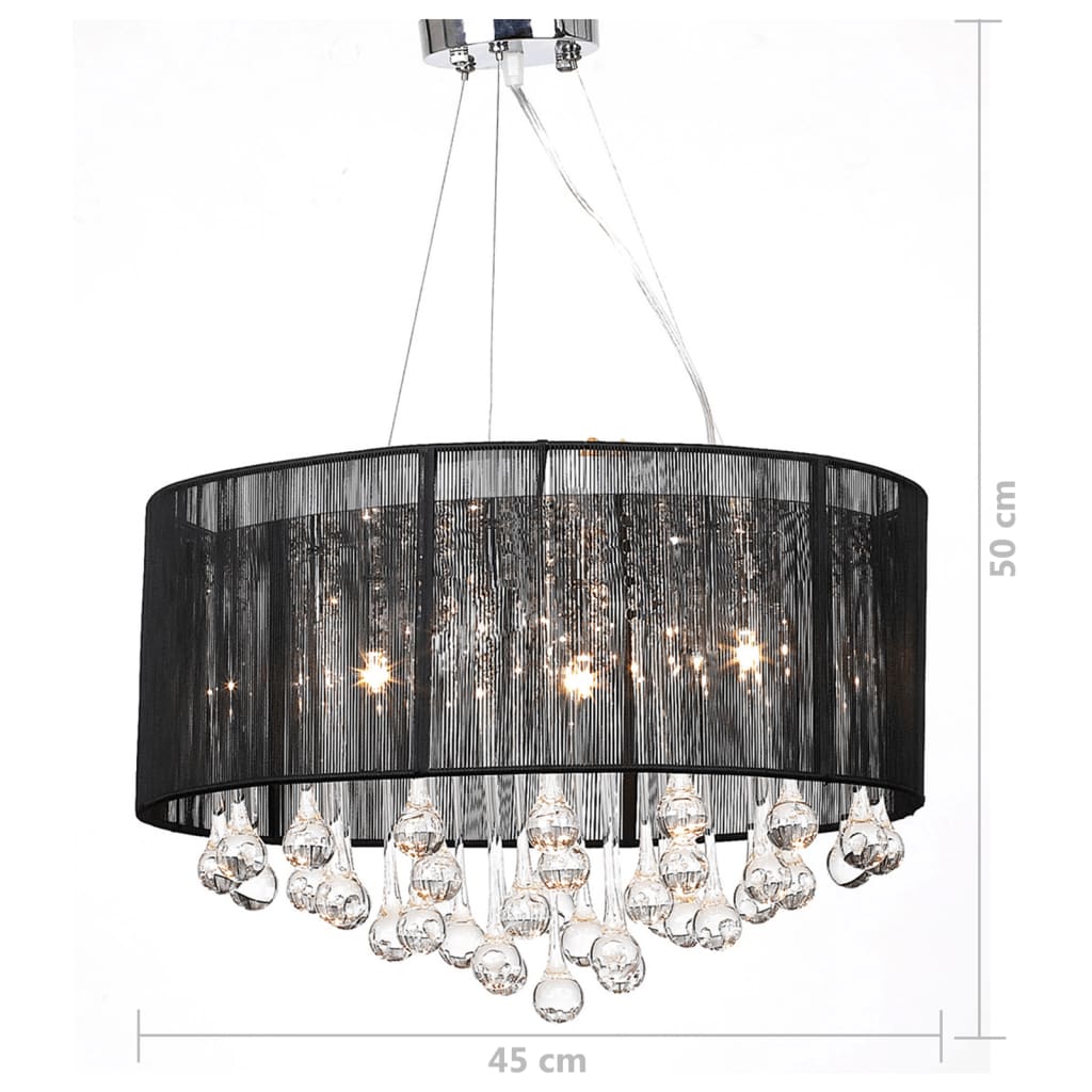 Lampadario con 85 Cristalli Nero 60344