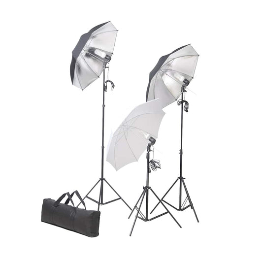 vidaXL Set di Illuminazione da Studio: Ombrelli e Treppiedi 24 Watt