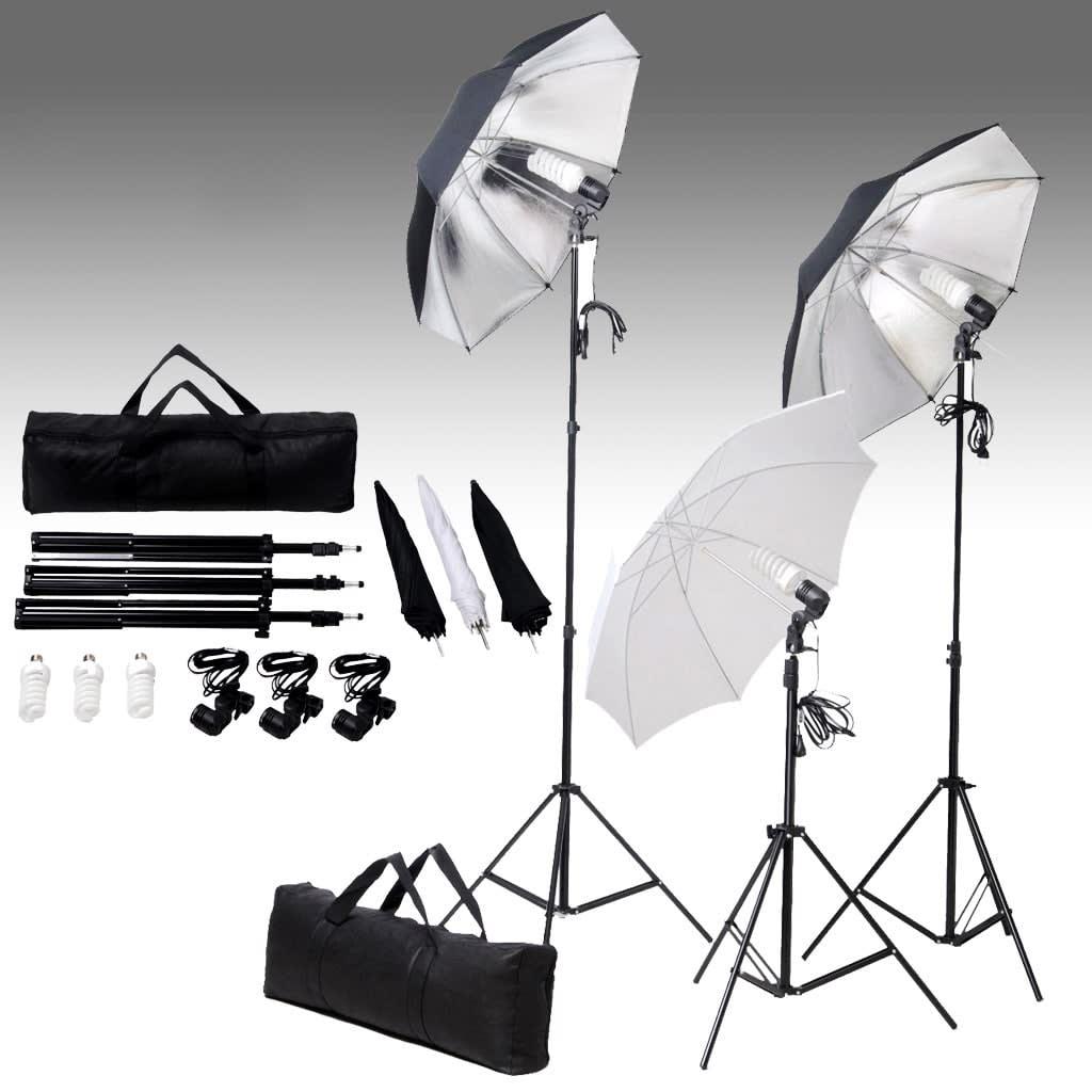 Set di illuminazione professionale da studio con treppiedi e ombrelli da 24 watt 02_0001411