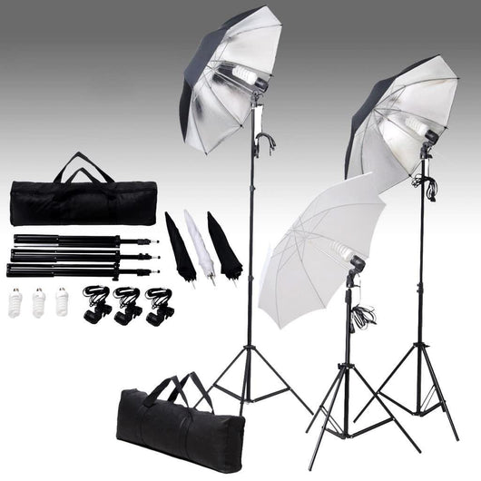 Set di illuminazione professionale da studio con treppiedi e ombrelli da 24 watt 02_0001411