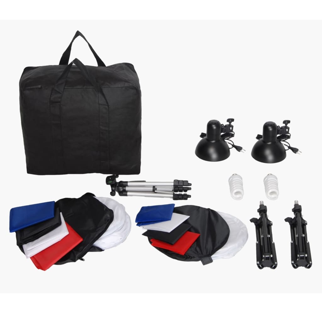 Mini Studio Fotografico: 8 Sfondi, 3 Treppiedi e 2 Lampade