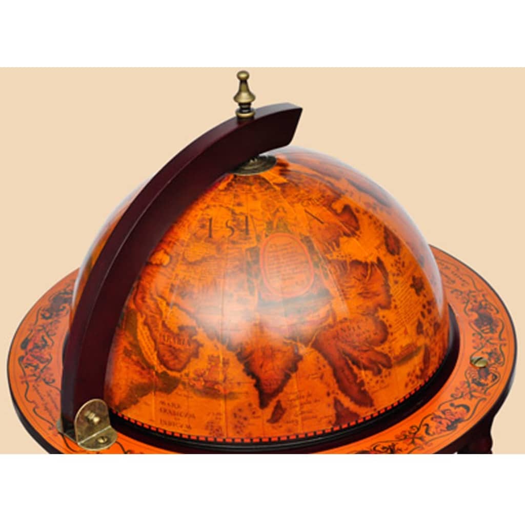 Minibar a Forma di Globo con Supporto in Legno di Eucalipto 60774