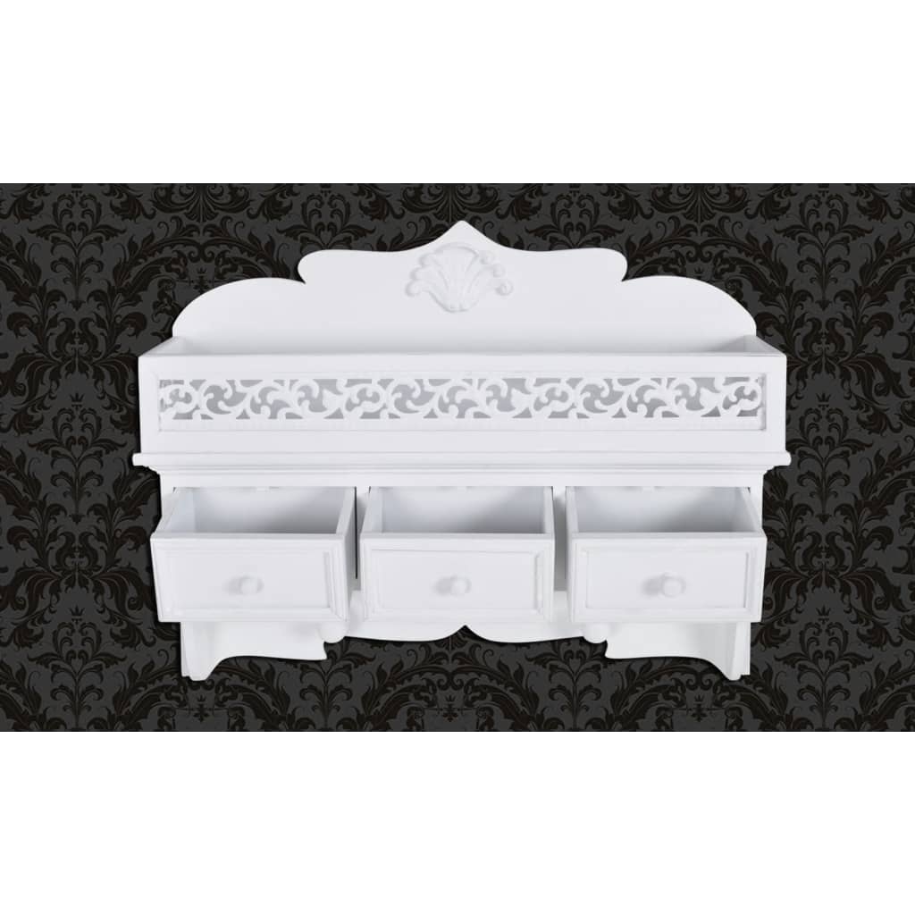 Mensola/Pannello a Muro con 3 Cassetti e 2 Ganci 60630