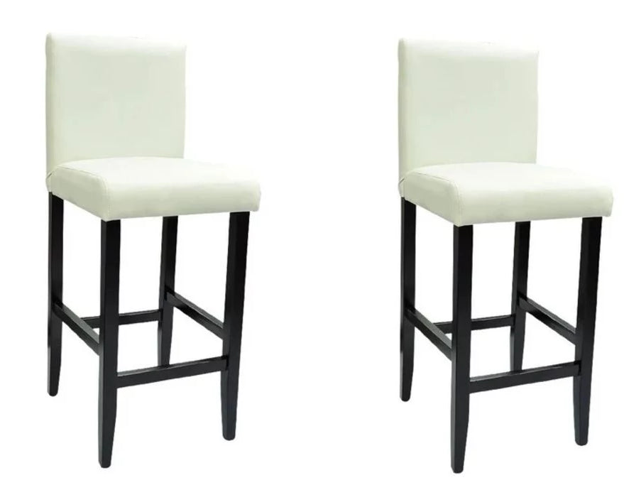 Set di due sgabelli da bar di design sedia seduta in pelle artificiale bianca 1202148