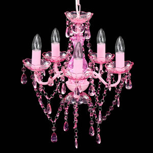 Lampadario in Cristallo con 5 Lampadine Rosa cod mxl 53785