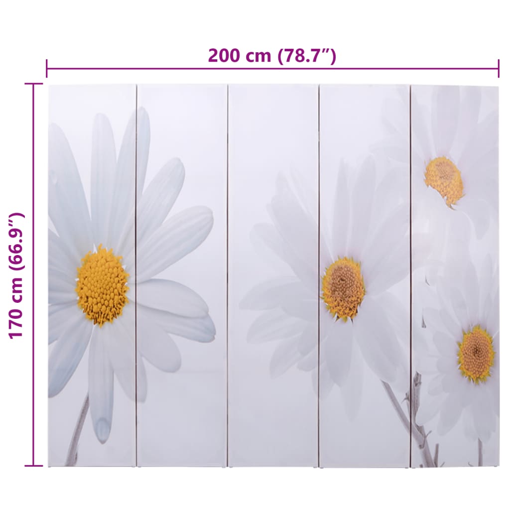 Paravento Pieghevole 200x170 cm con Stampa Fiore 240479