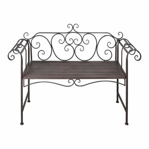 Panchina da Giardino 132 cm in Acciaio Stile Anticato Marrone 40716