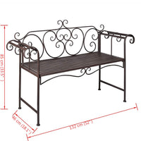 Panchina da Giardino 132 cm in Acciaio Stile Anticato Marrone 40716
