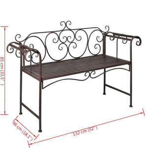 Panca da giardino mobili da giardino per esterni terrazza 132 x 46 x 85 cm acciaio marrone antico 02_0011237