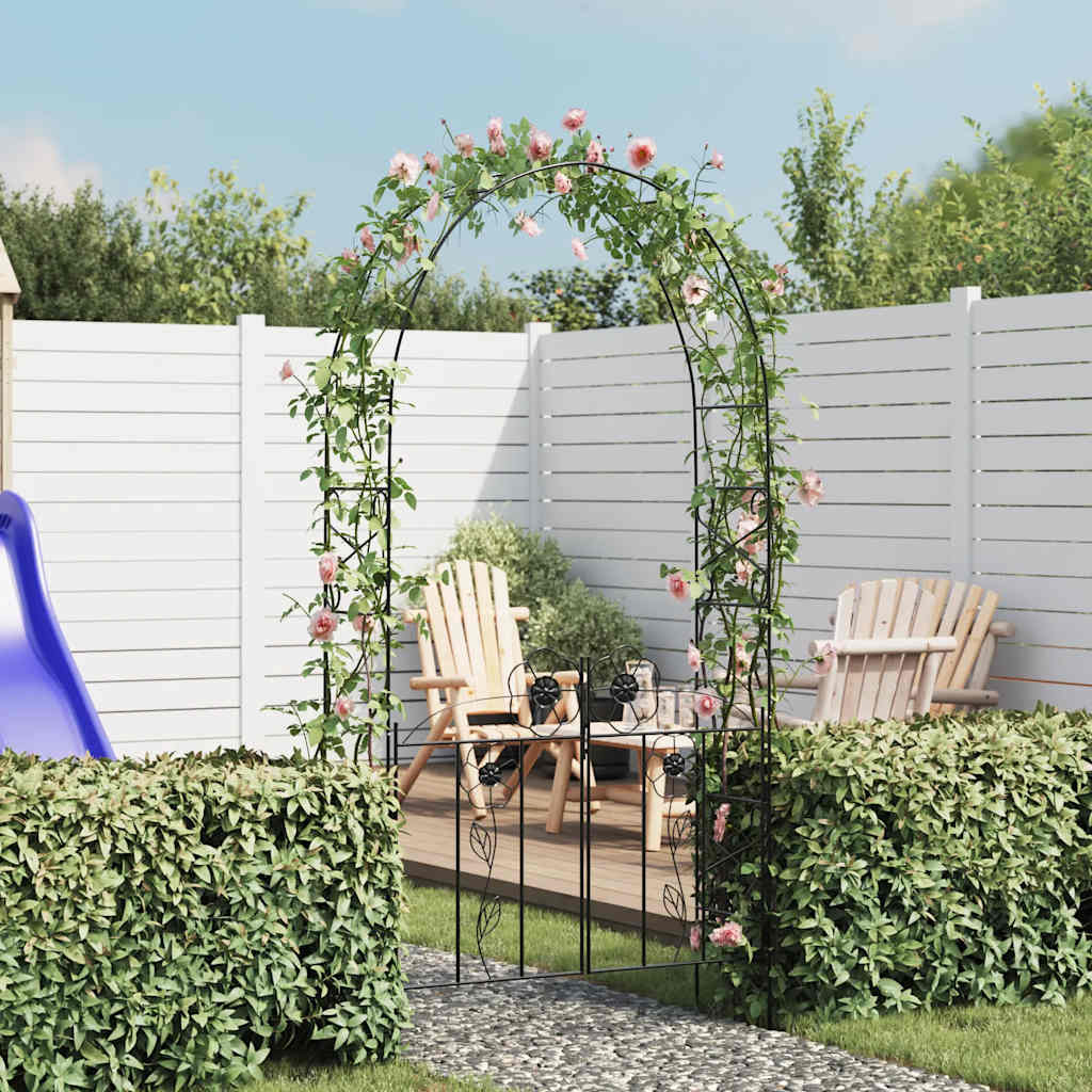 Arco con porta da giardino per piante rampicanti 40784