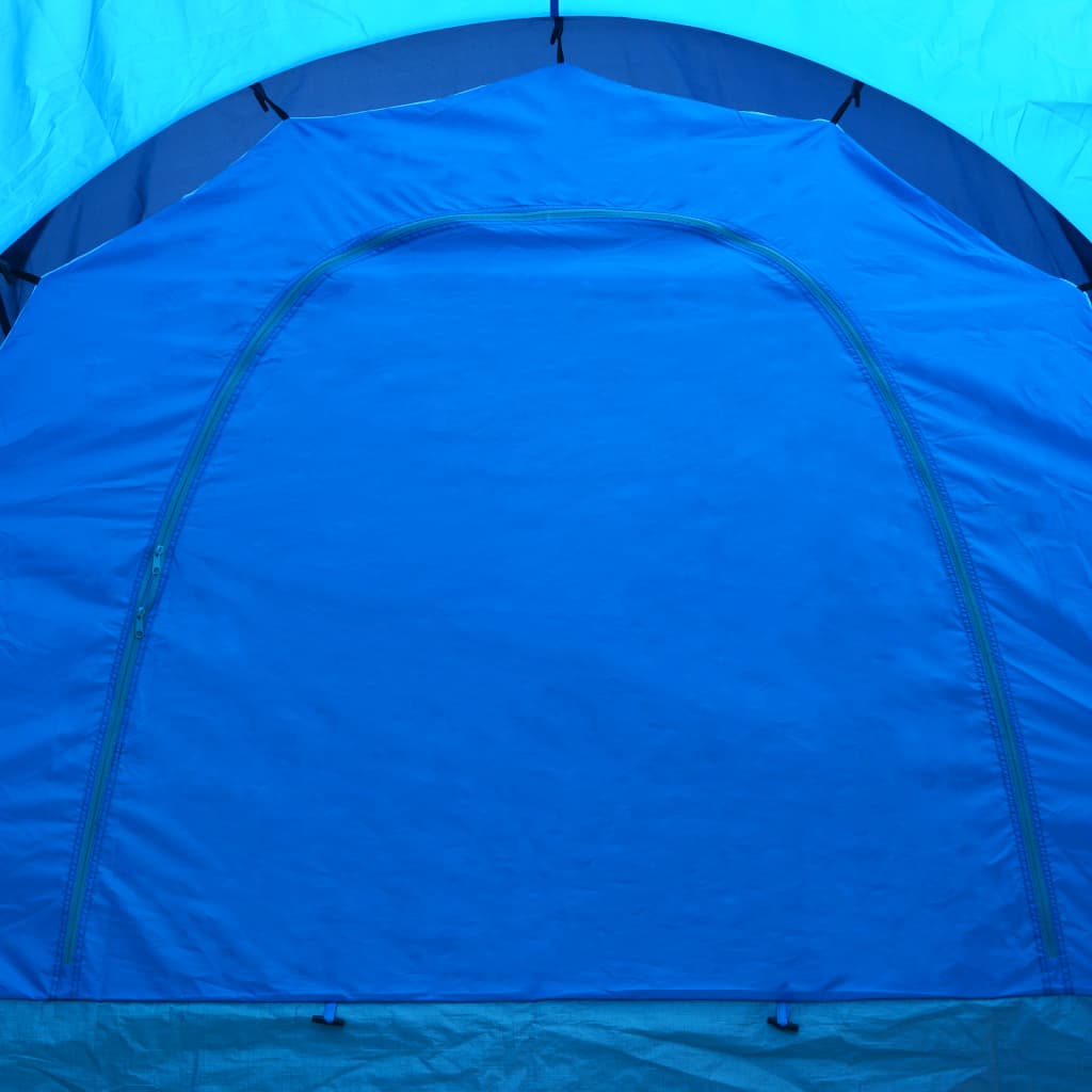 Tenda da Campeggio in Tessuto 9 Persone Blu Scuro e Blu