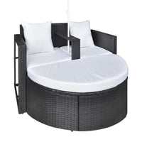 Lettino da Giardino con Ombrellone Nero in Polyrattan 40735