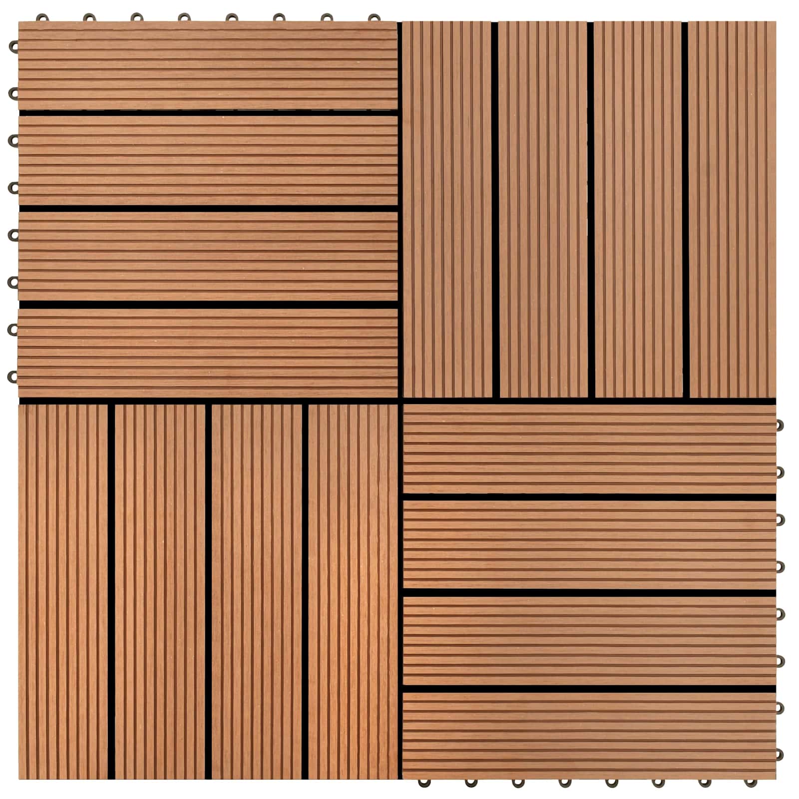 Piastrella per Decking 11 pcs Marrone 30 x 30 cm WPC 42046658