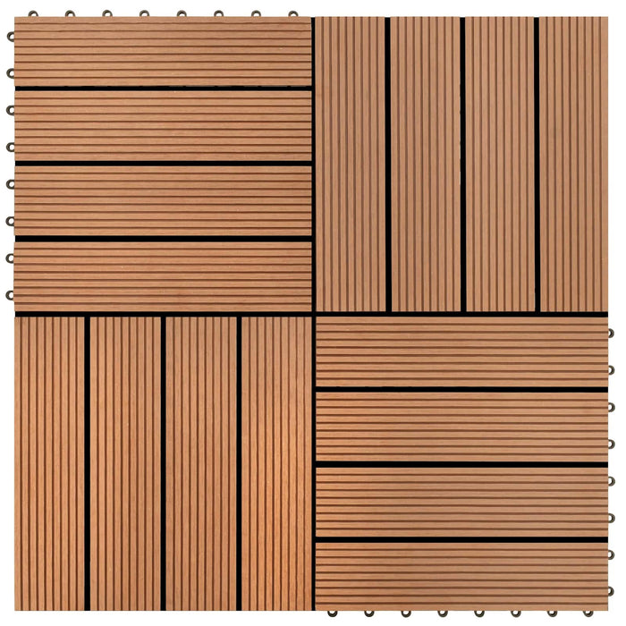 Piastrella per Decking 11 pcs Marrone 30 x 30 cm WPC 42046658