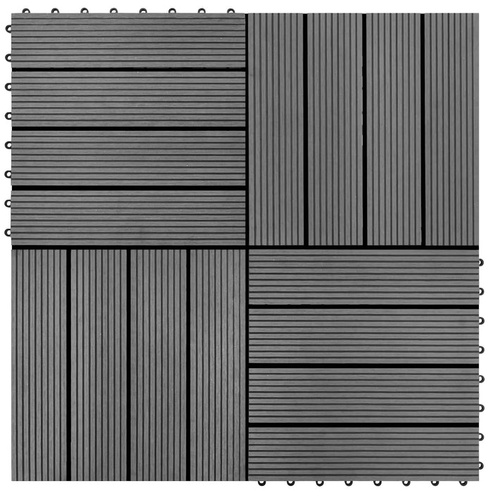Piastrella per Decking 11 pcs Grigio 30 x 30 cm WPC 42046659