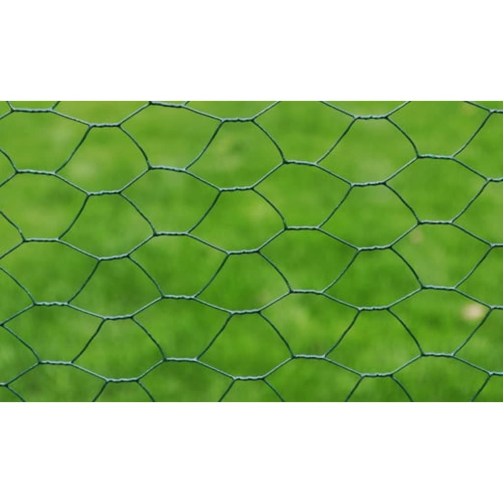 Recinzione in Rete per Pollaio Rivestita in PVC 25x1 m Verde 140412