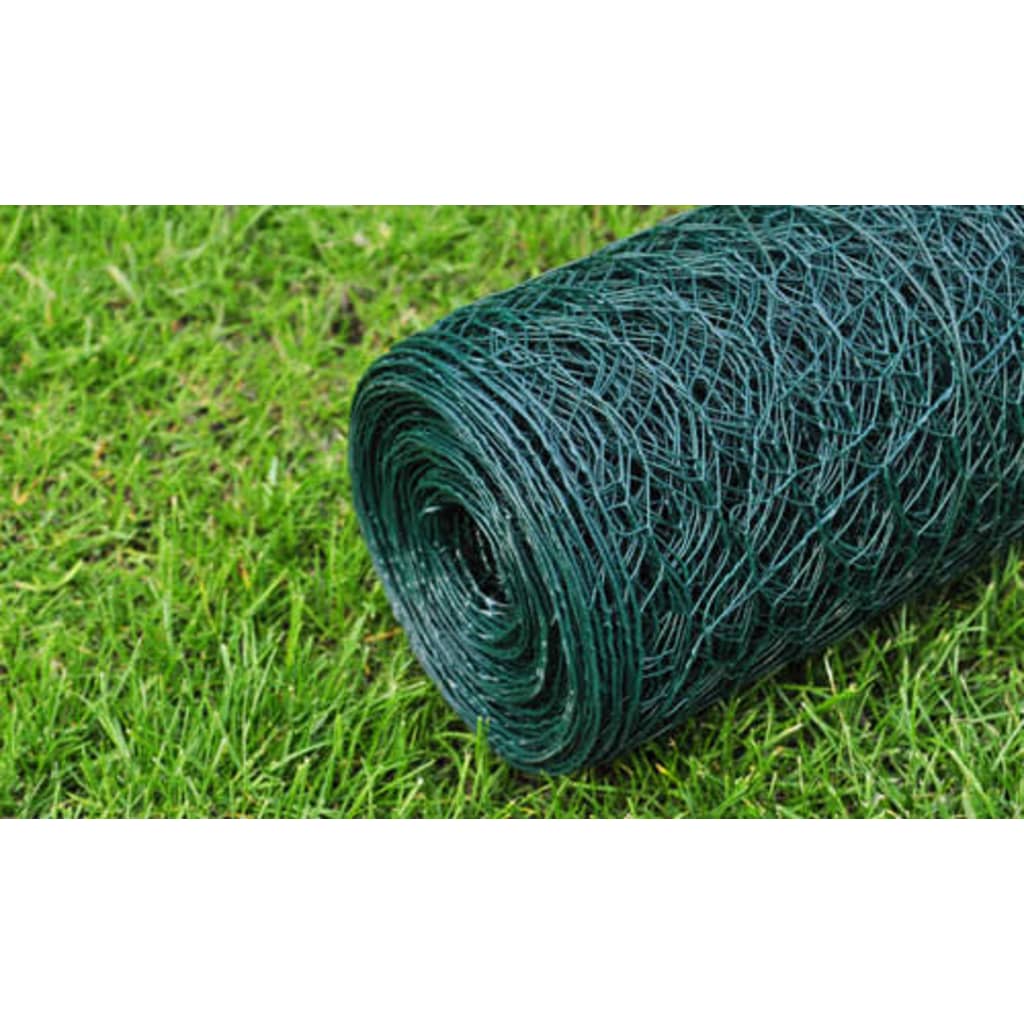 Recinzione in Rete per Pollaio Rivestita in PVC 25x1 m Verde 140412