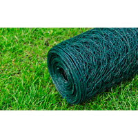 Recinzione in Rete per Pollaio Rivestita in PVC 25x1 m Verde 140412