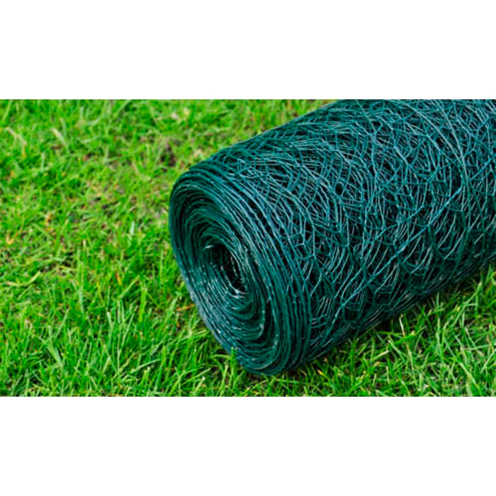 Recinzione in Rete per Pollaio Rivestita in PVC 25x1 m Verde 140412