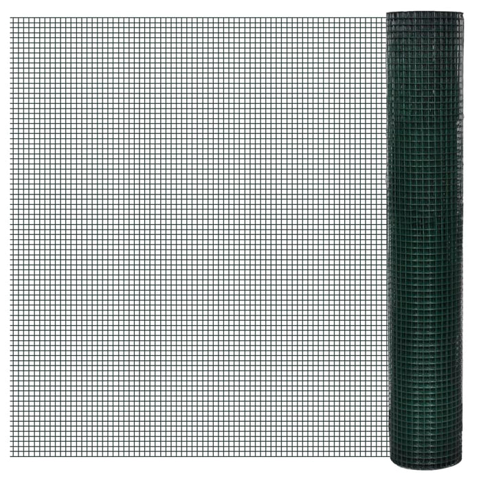 Recinto Pollaio in Rete Zincato Rivestimento PVC 10x1 m Verde