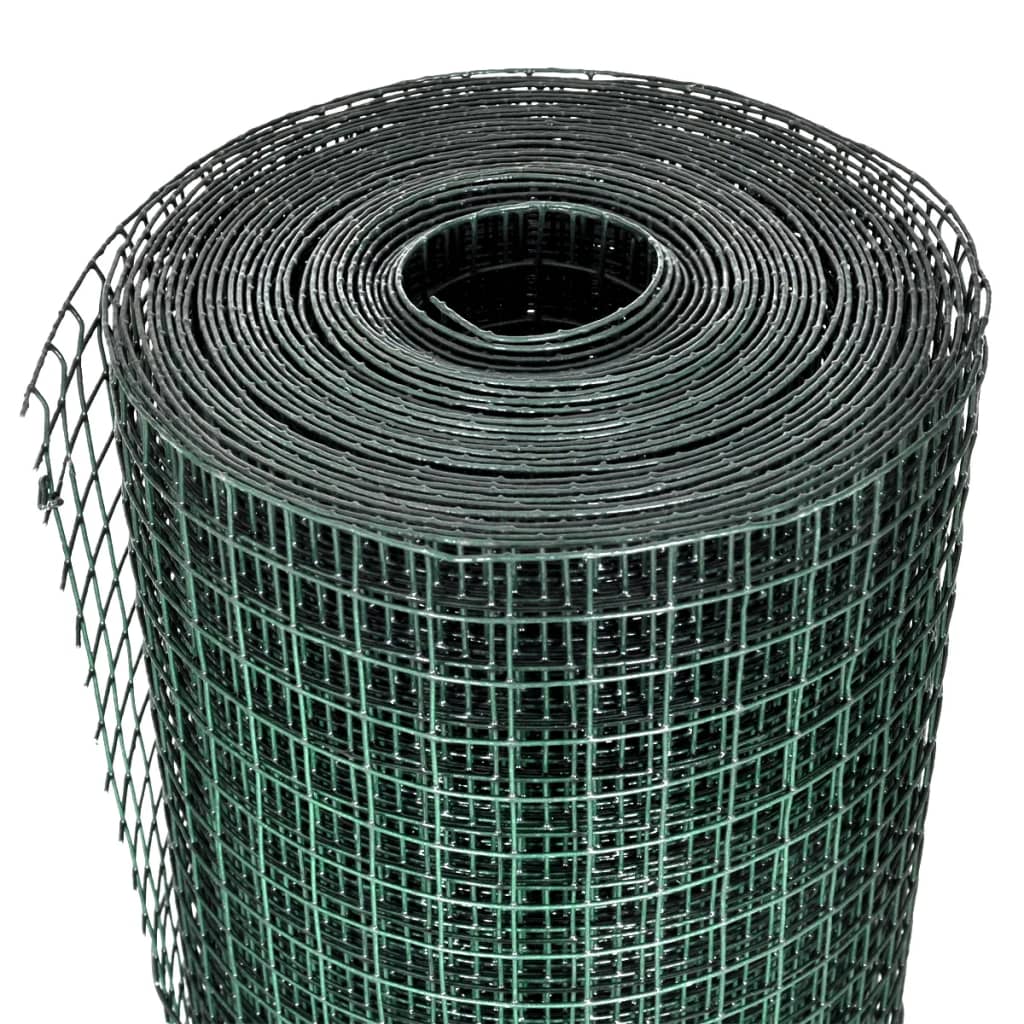 Recinto Pollaio in Rete Zincato Rivestimento PVC 10x1 m Verde 140436