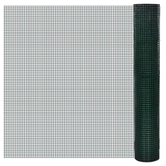 Recinzione in Rete per Pollaio Rivestita in PVC 25x1 m Verde