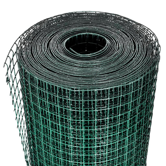 Recinzione in Rete per Pollaio Rivestita in PVC 25x1 m Verde 140438