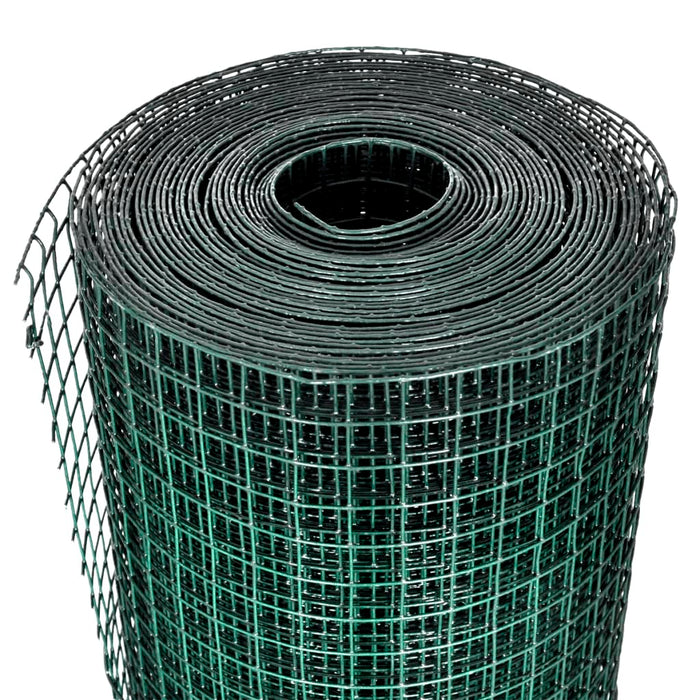 Recinzione in Rete per Pollaio Rivestita in PVC 25x1 m Verde 140438