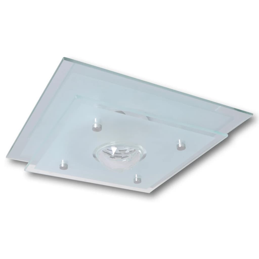Lampada da Soffitto Quadrata in Vetro 1 x E27 Cristallo 240542
