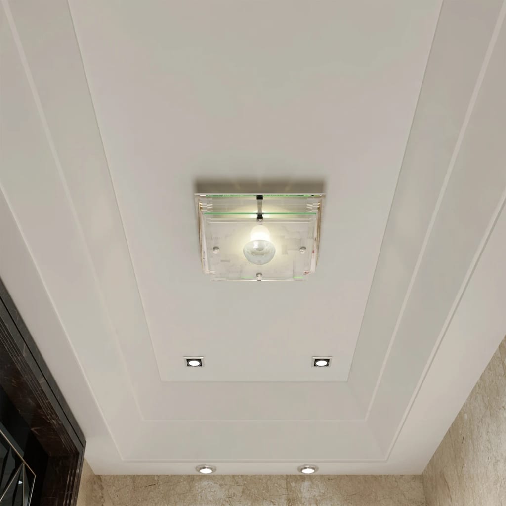 Lampada da Soffitto Quadrata in Vetro 1 x E27 Cristallo 240542