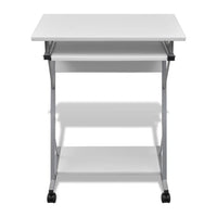 Tavolo Scrivania per Computer con Ripiano Estraibile Bianco 20053