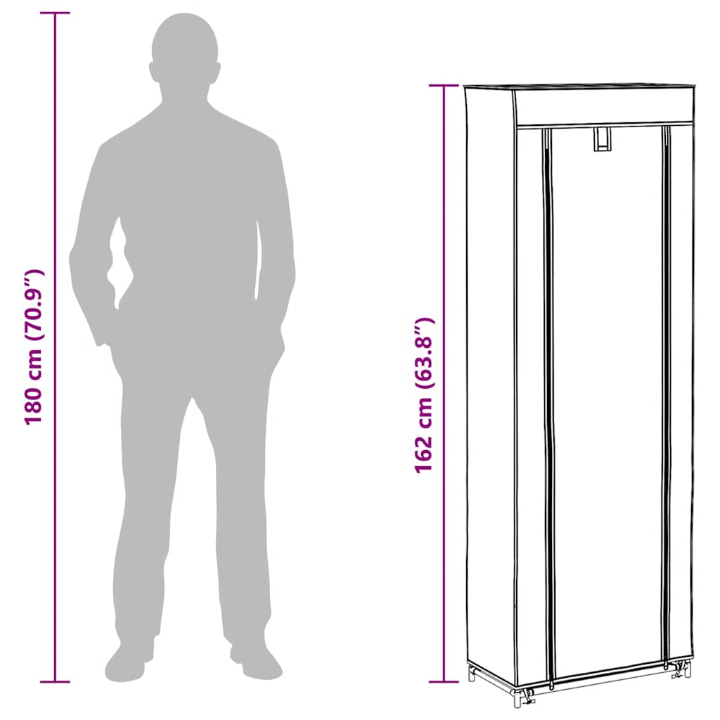 Scarpiera in Tessuto Richiudibile 57 x 29 x 162 cm Nera 240491