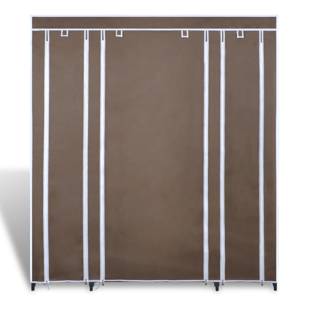 Armadio in Tessuto con Scomparti e Aste 45x150x176 cm Marrone 240496