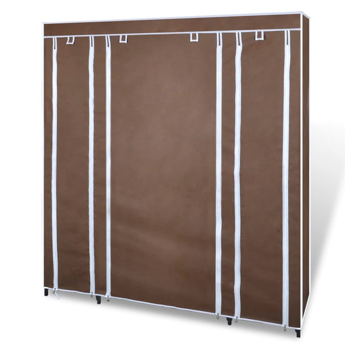 Armadio in Tessuto con Scomparti e Aste 45x150x176 cm Marrone   cod mxl 77917