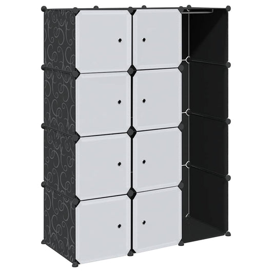 Armadio Modulare con 9 Scomparti 109x36,5x143 cm Nero e Bianco 240497