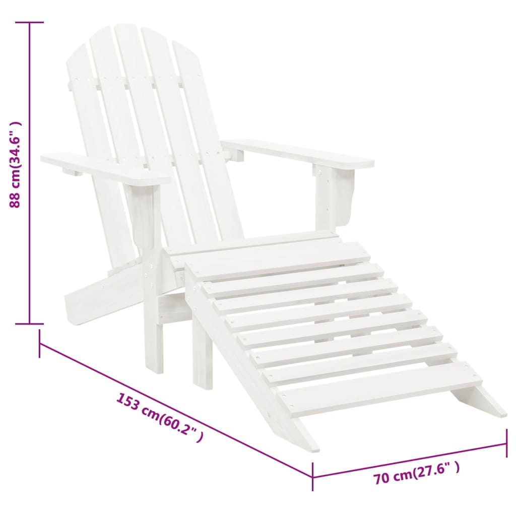 Sedia da Giardino con Poggiagambe in Legno Bianco cod mxl 17318