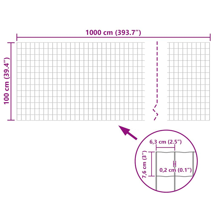 Recinzione Europea in Acciaio 10 x 1,0 m Verde 140585