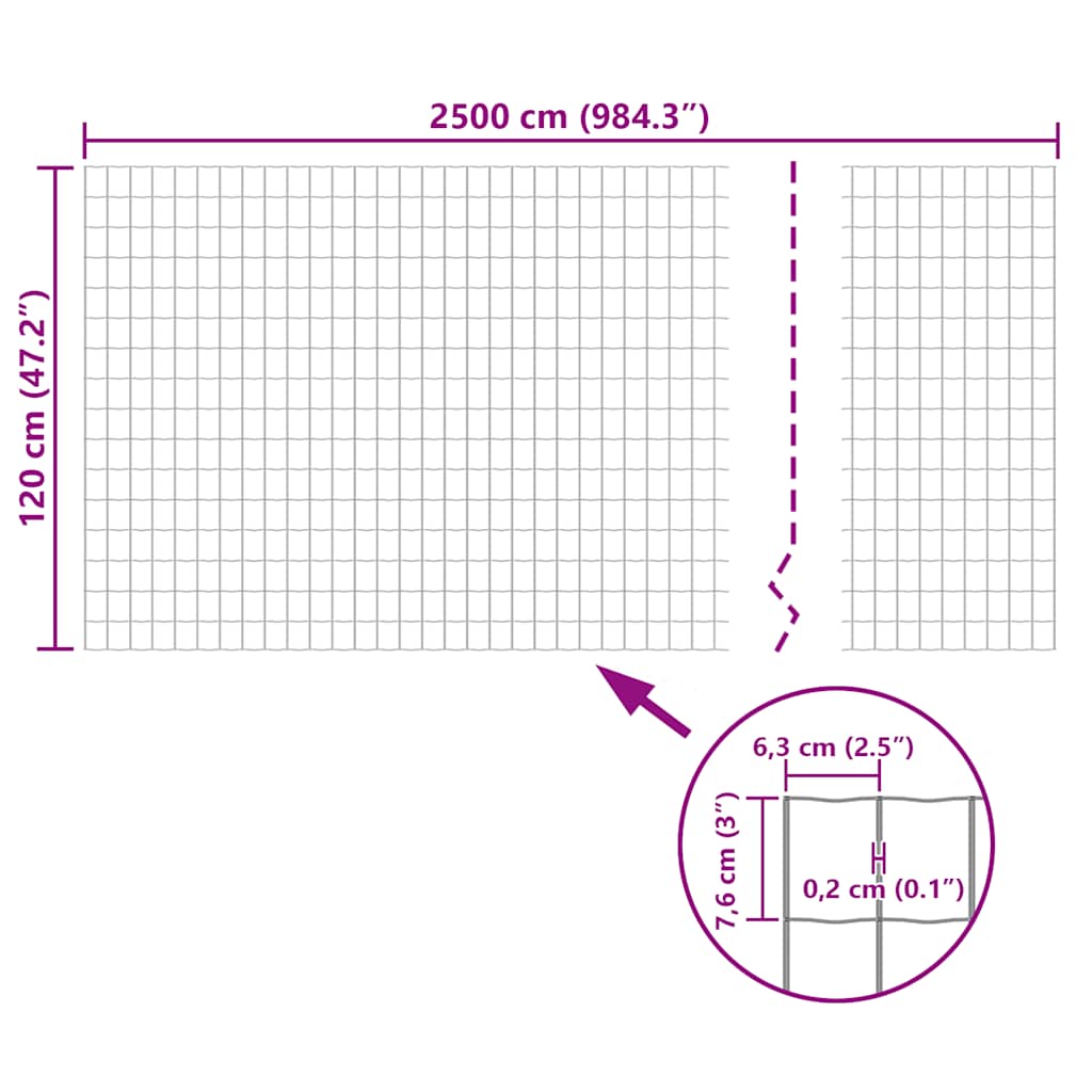 Recinzione Europea in Acciaio 25 x 1,2 m Verde 140592