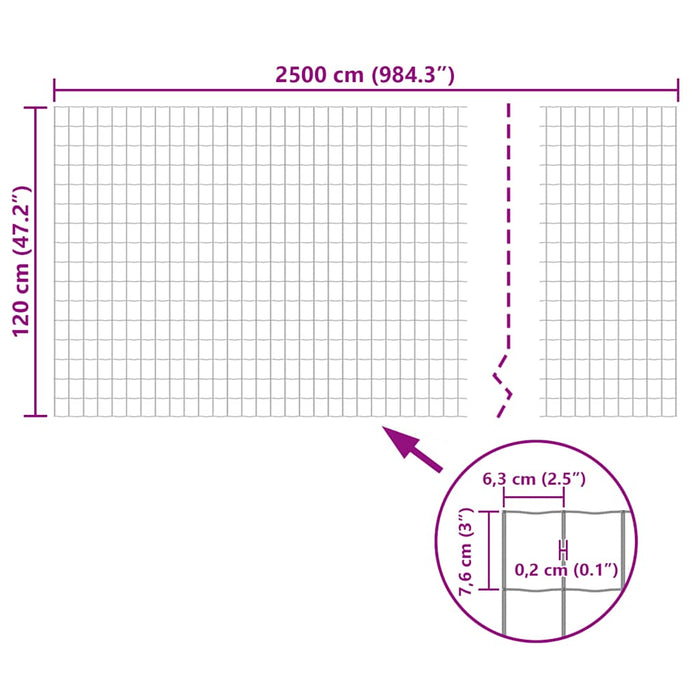 Recinzione Europea in Acciaio 25 x 1,2 m Verde 140592