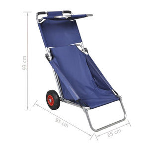 Carrello per la Spiaggia con Ruote Portatile Pieghevole Blu 90446