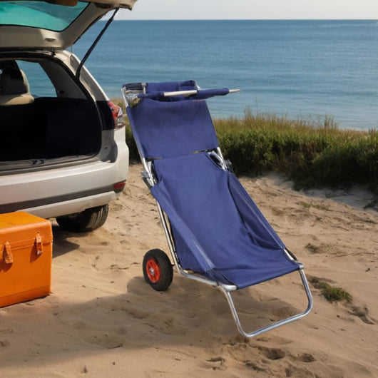 Carrello per la Spiaggia con Ruote Portatile Pieghevole Blu 90446