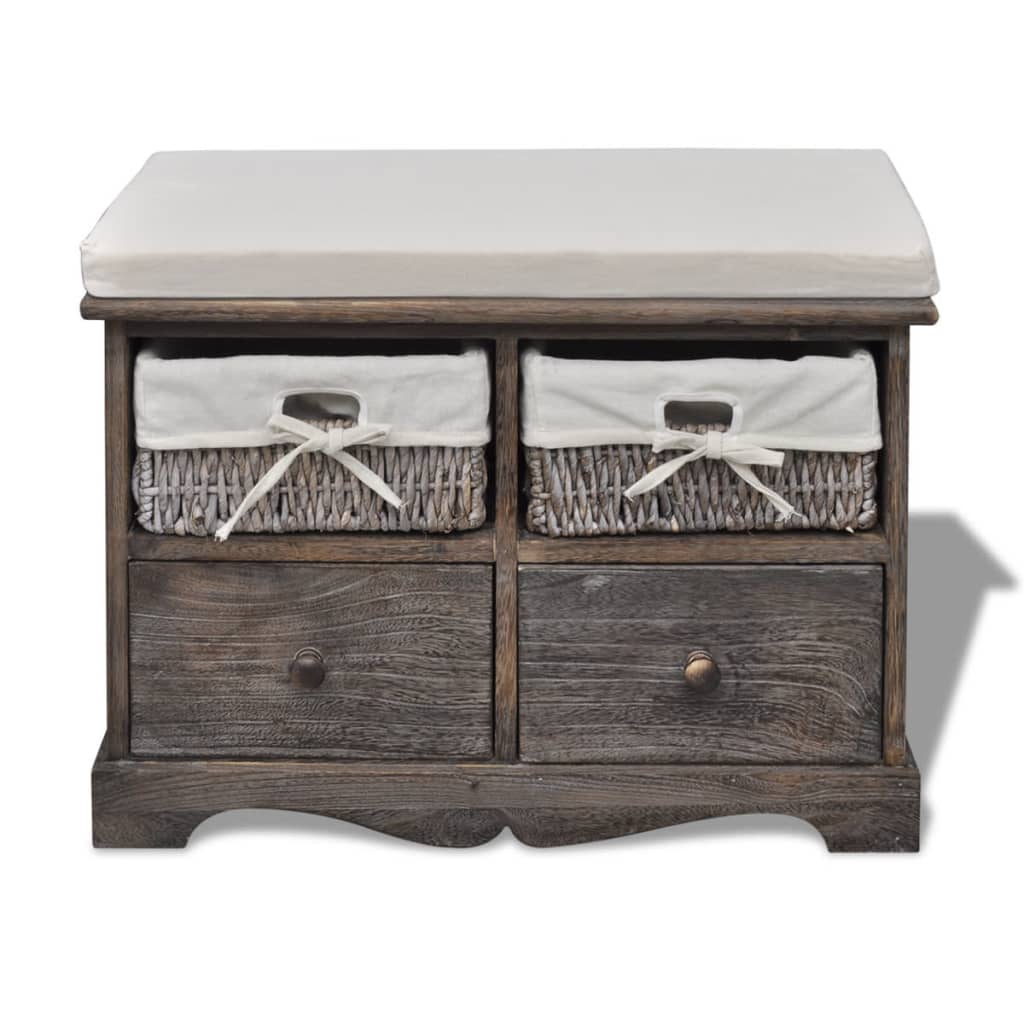 Cassapanca Marrone 62x33x42 cm in Legno di Paulownia 240791