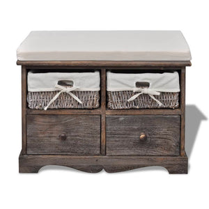 Cassapanca Marrone 62x33x42 cm in Legno di Paulownia 240791