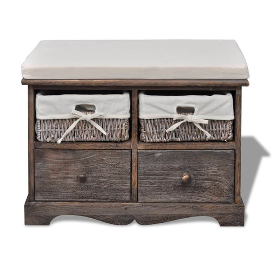 Cassapanca Marrone 62x33x42 cm in Legno di Paulownia cod mxl 46164