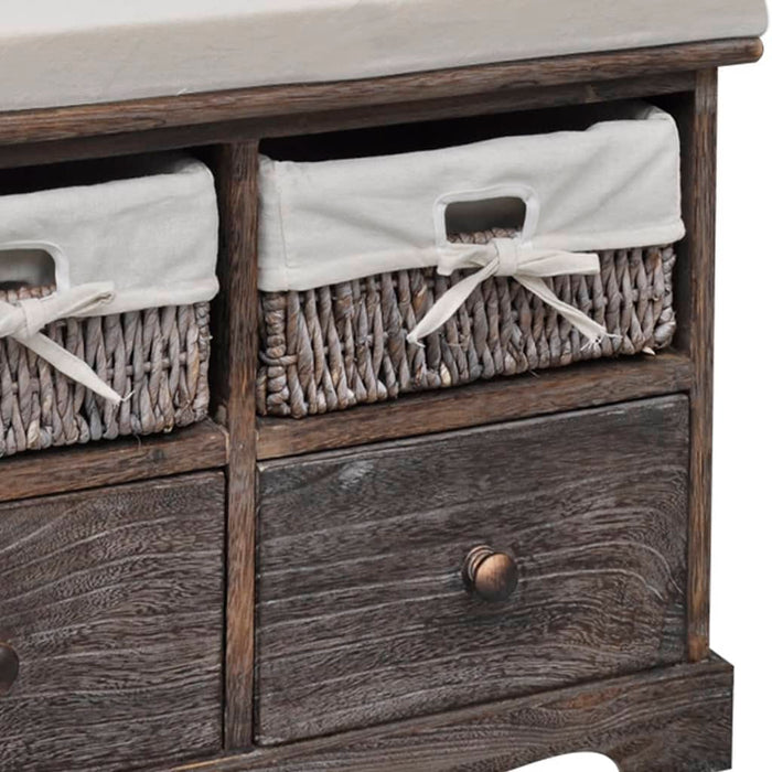 Cassapanca Marrone 62x33x42 cm in Legno di Paulownia 240791