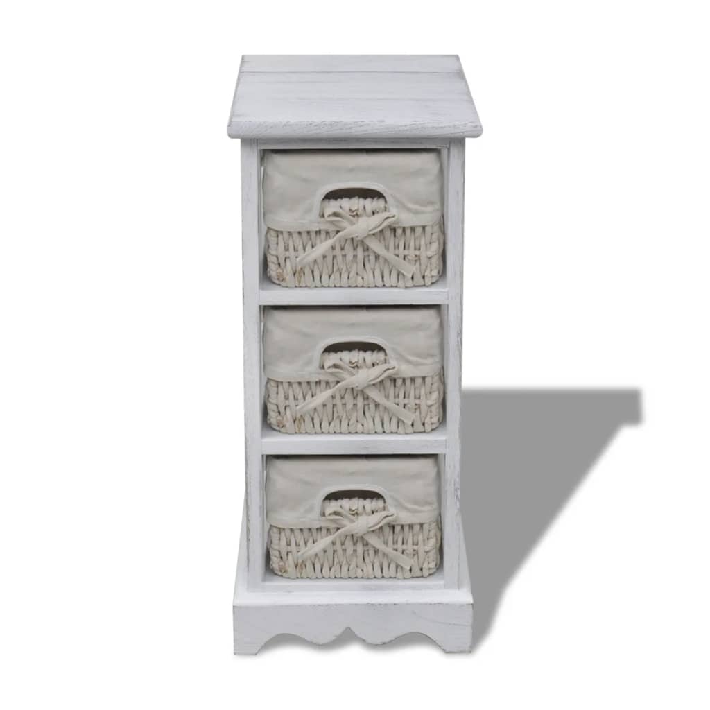 240796 Wooden Storage Rack 3 Weaving Baskets White  cod mxl 62485