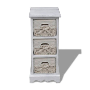 240796 Wooden Storage Rack 3 Weaving Baskets White  cod mxl 62485