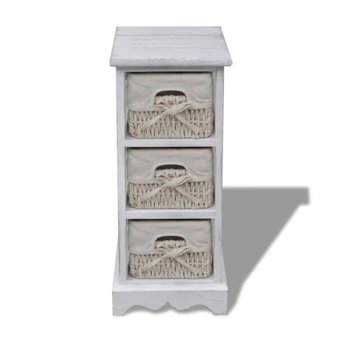 240796 Wooden Storage Rack 3 Weaving Baskets White  cod mxl 62485